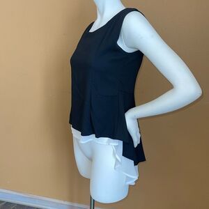 NWT HIGH LOW BLOUSE TOP Chiffon Black & White - Size XL